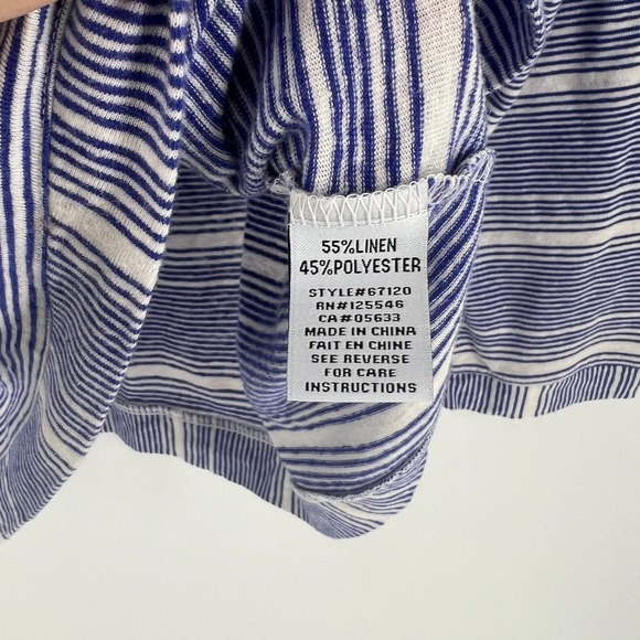 Habitat Shirt Womens Large Blue White Striped Linen Blend Classic Comfort - Picture 5 of 10